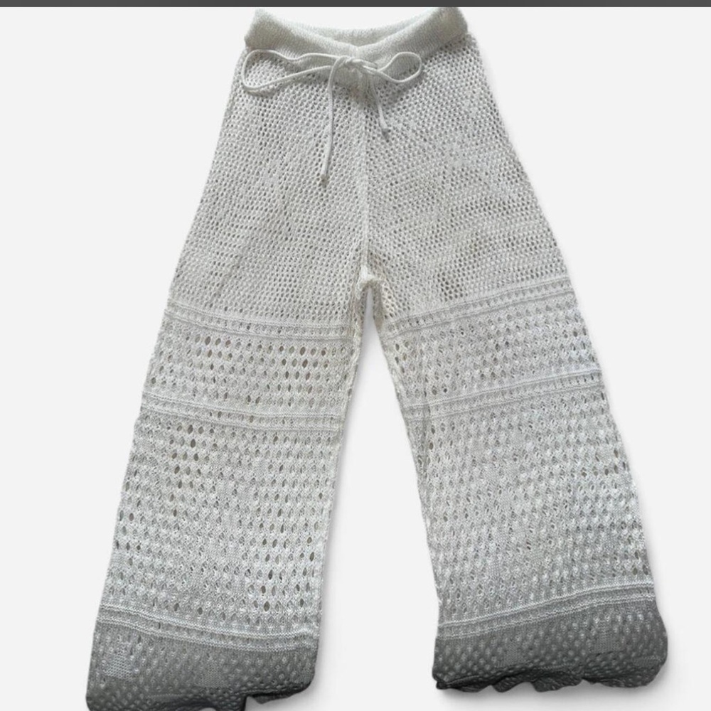 White Crochet Wide-Leg Pants Bathing suit cover up